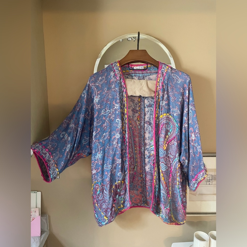 Paisley Open-Front Sweater - $50
